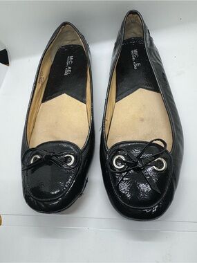 Michael Kors Black Patent Leather Bow-Detail Loafers